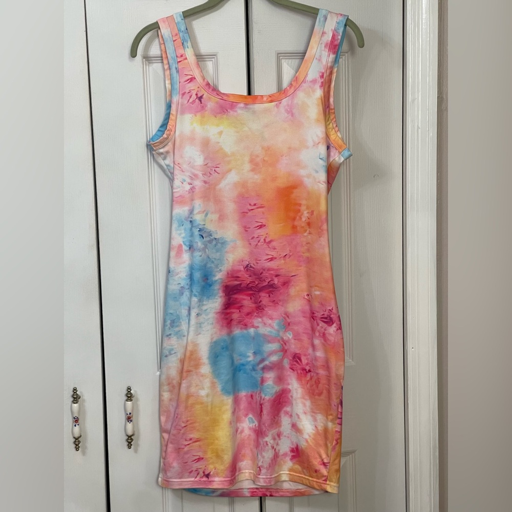 Shein The Tie Dye Bodycon Dress Size Large PTP 18 Length 36